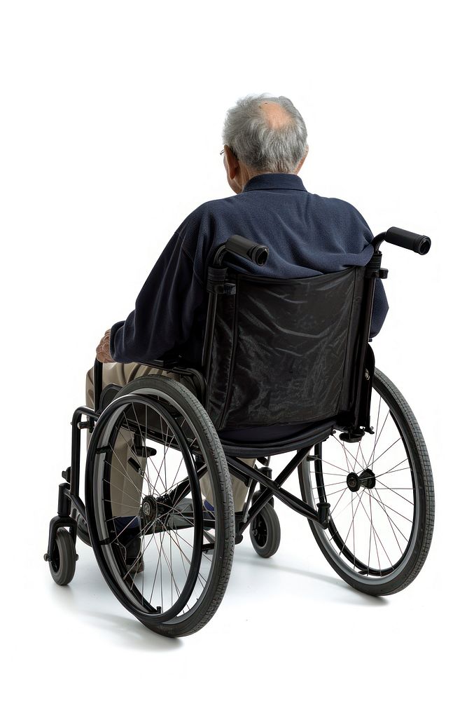 Elderly sitting in Wheelchair wheelchair adult white background.