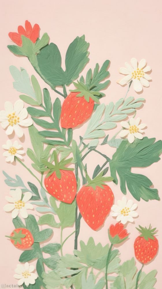 Strawberry painting pattern fruit.