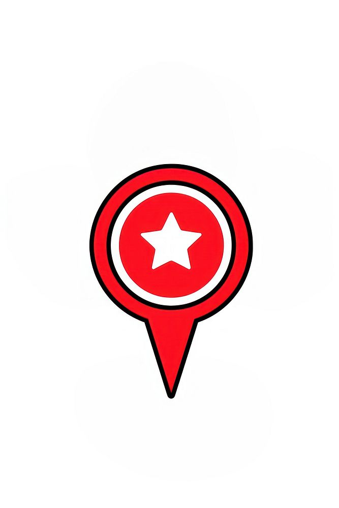 A red location pin icon symbol logo cartoon.