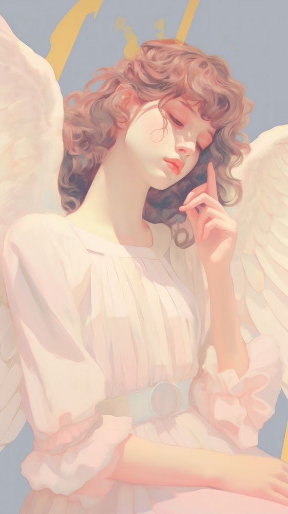 Angel anime female character adult representation spirituality.