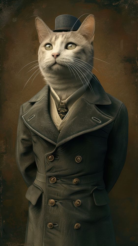 Cat costuming wearing Edvard Munch surrealism wallpaper portrait animal mammal.