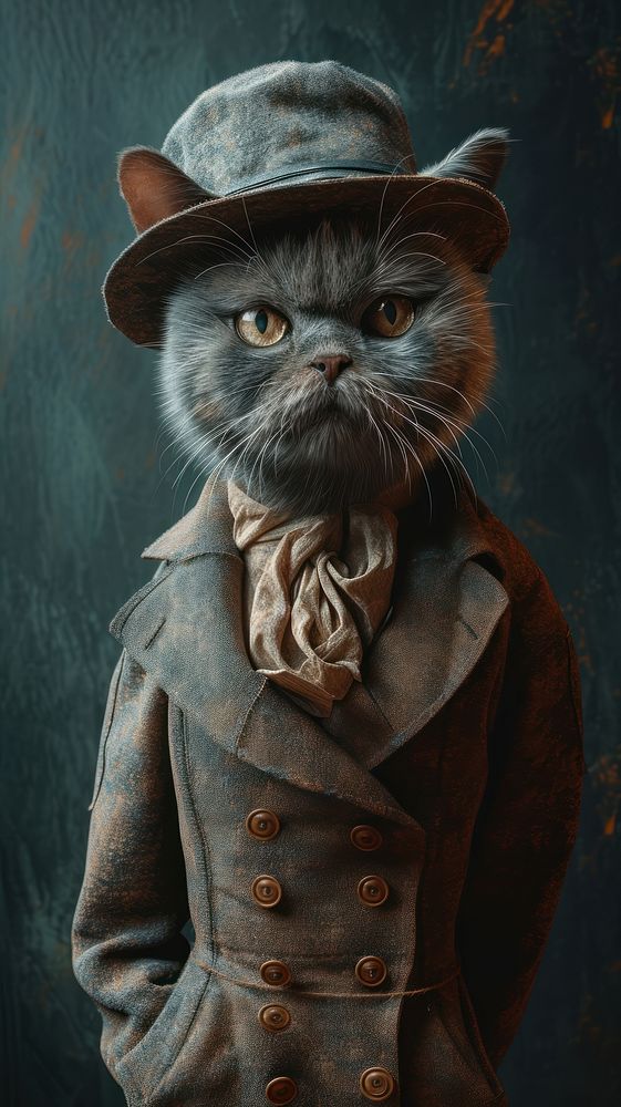Cat costuming wearing leonardo da vinci surrealism wallpaper portrait animal mammal.