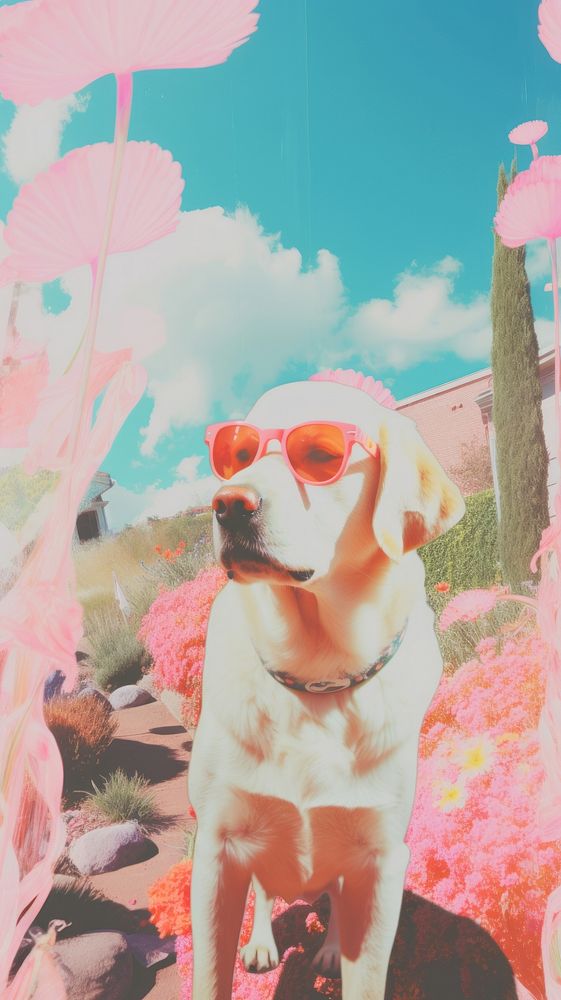 Dog wear sunglasses outdoors animal mammal.