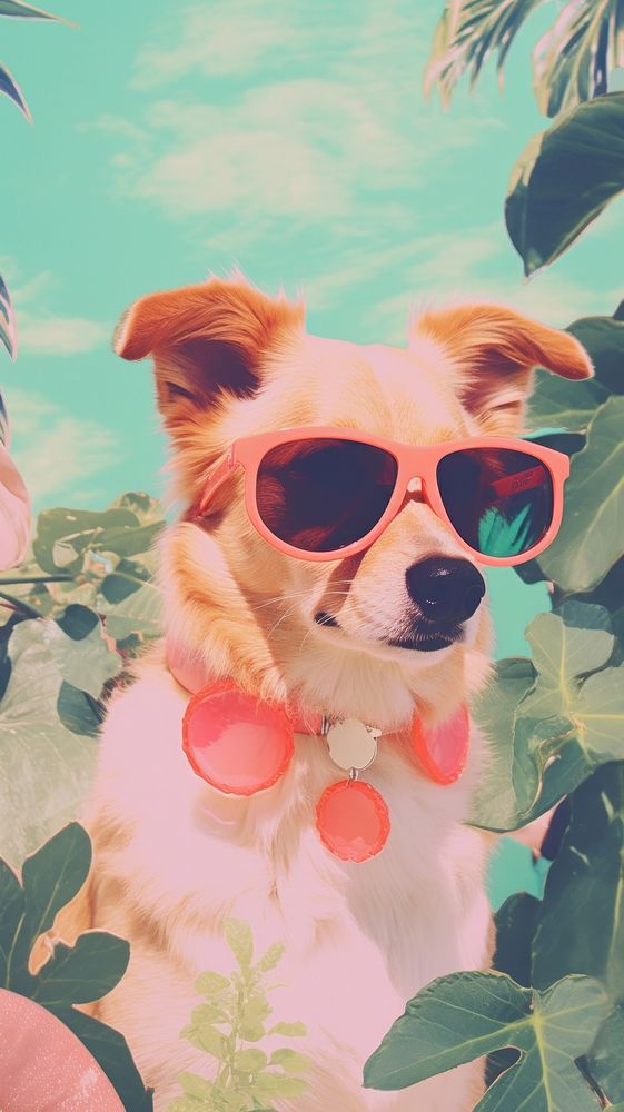 Dog wear sunglasses portrait outdoors mammal.