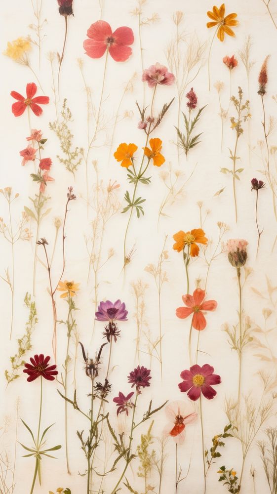 Pressed meadow flower backgrounds pattern.