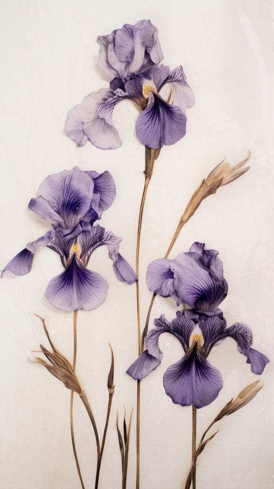 Pressed iris flower purple petal.