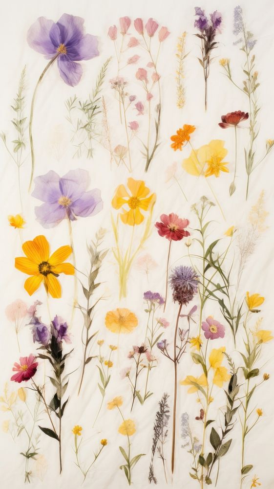 Pressed summer flowers backgrounds pattern plant.