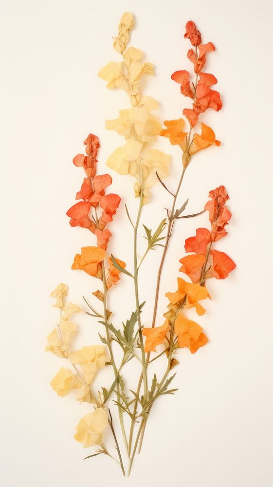 Pressed Snapdragon flower gladiolus plant.