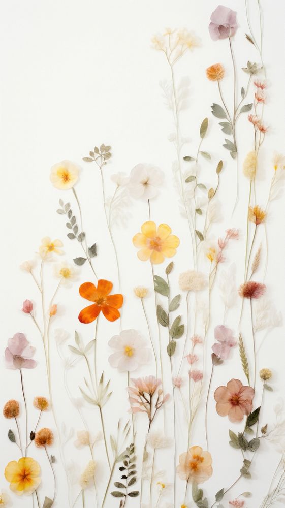 Pressed wildflowers backgrounds pattern plant.