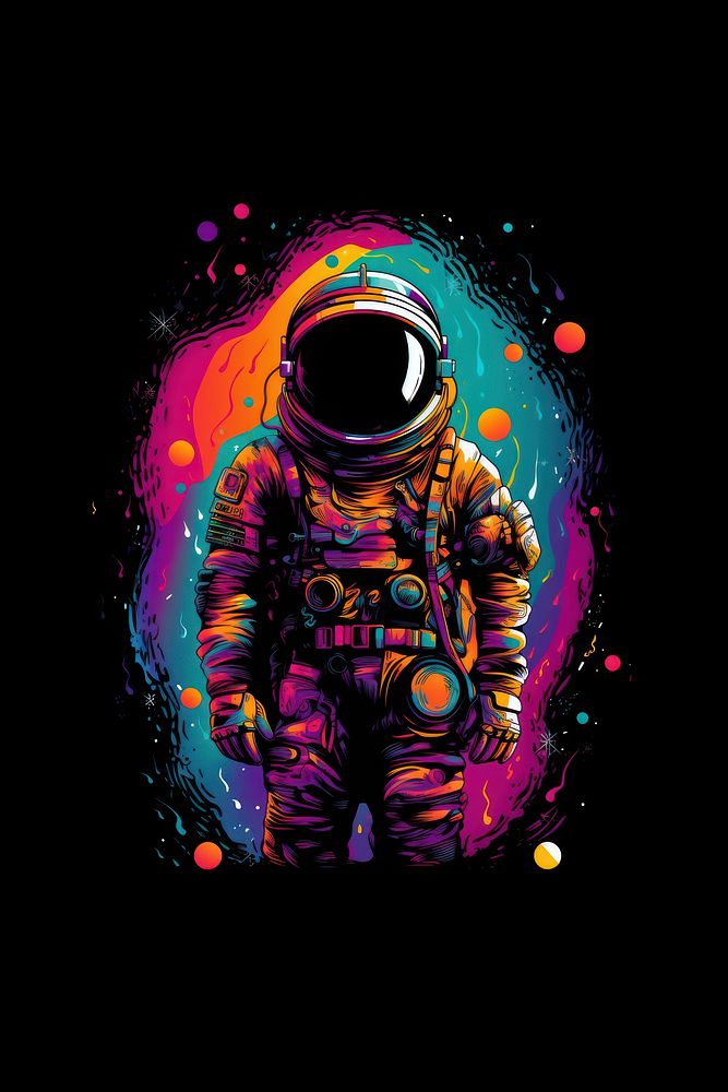 Astronaut graphics purple night.