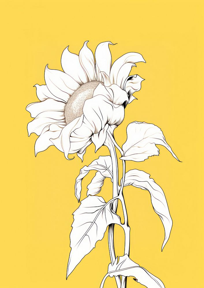 Sunflower drawing cartoon sketch.
