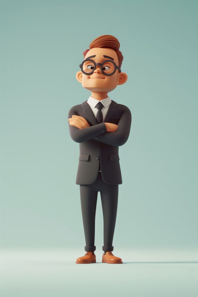 Businessman cartoon figurine standing.