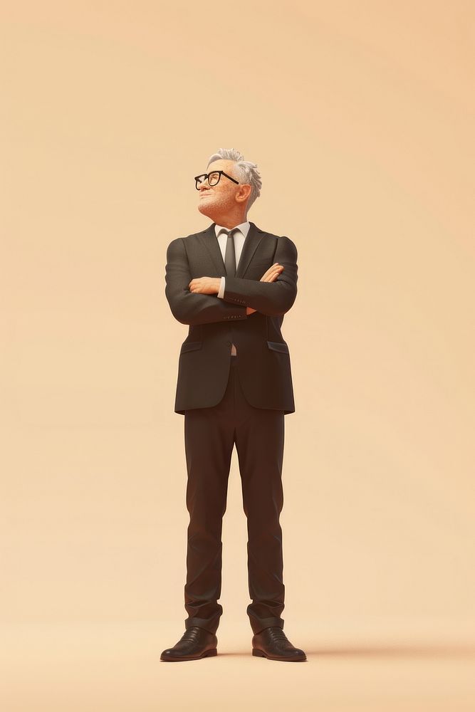 Businessman standing portrait cartoon.