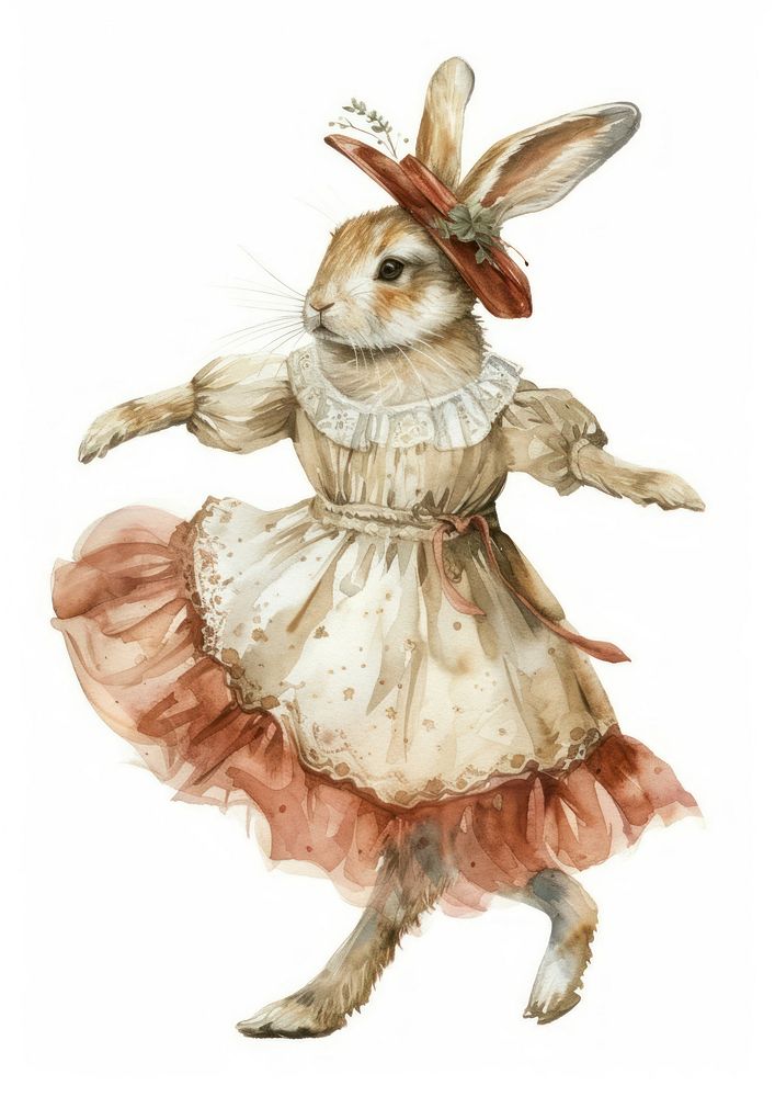 Rabbit dancing watercolor animal mammal representation.