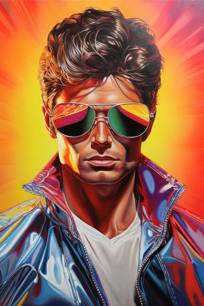 A fashion man portrait art sunglasses painting.
