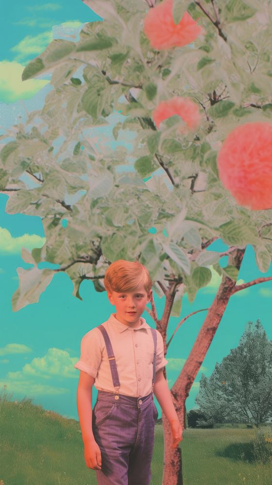 Tree with boy art portrait painting.