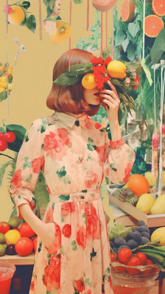 Women shopping grapefruit portrait fashion.