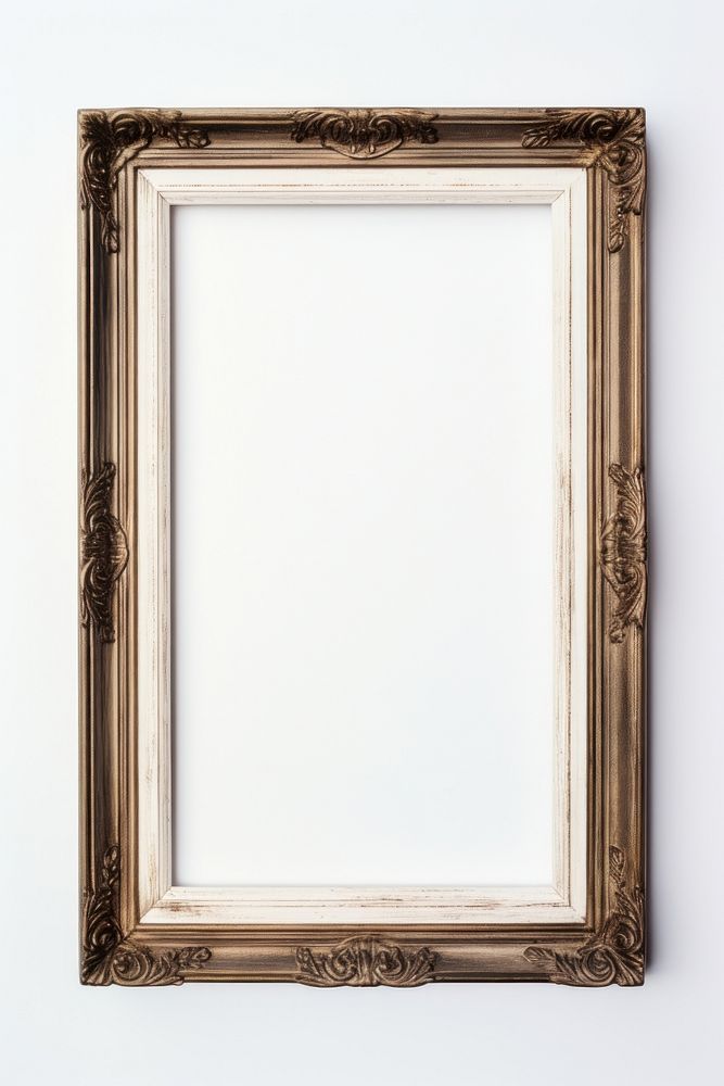 Wood rectangle frame white background.