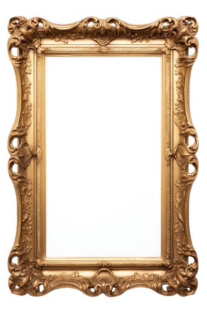 Beige Renaissance frame vintage rectangle mirror photo.