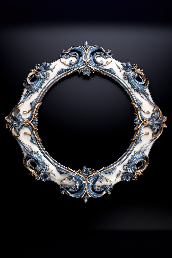 Blue black moon ceramic oval design Renaissance frame vintage jewelry photo accessories.