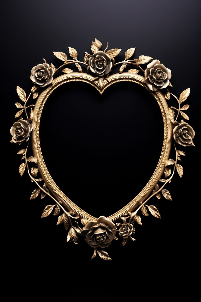 Black gold rose oval design frame vintage jewelry pendant flower.