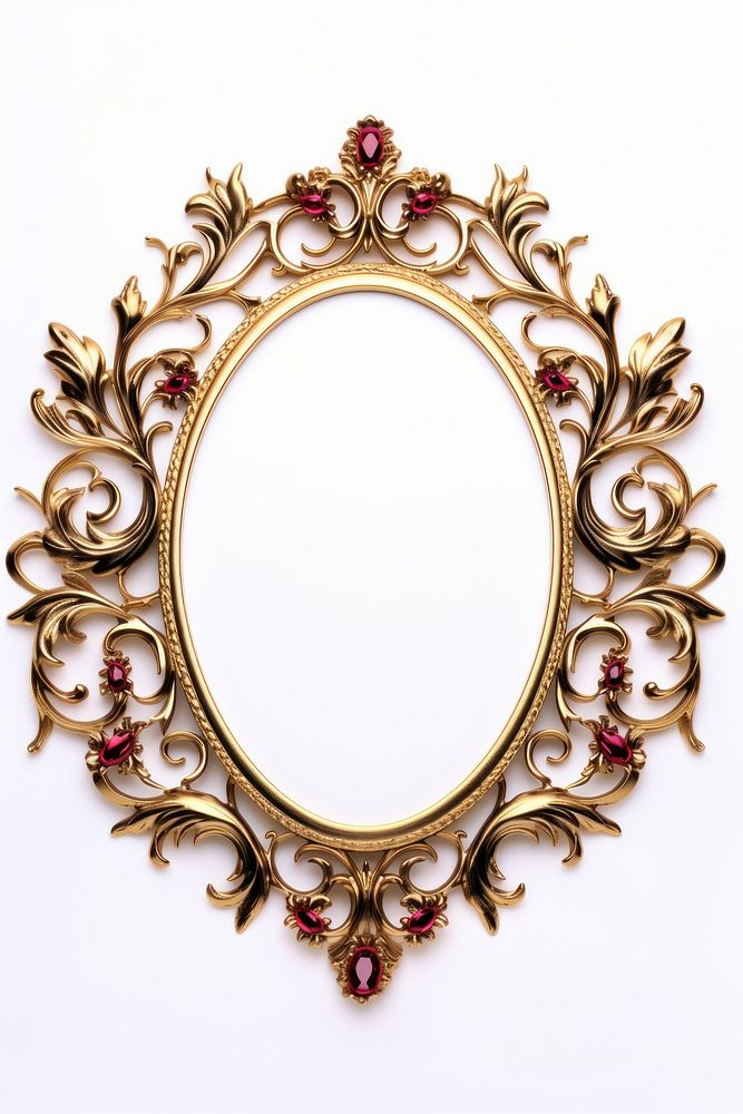 Red gold floral oval design frame vintage jewelry locket photo.