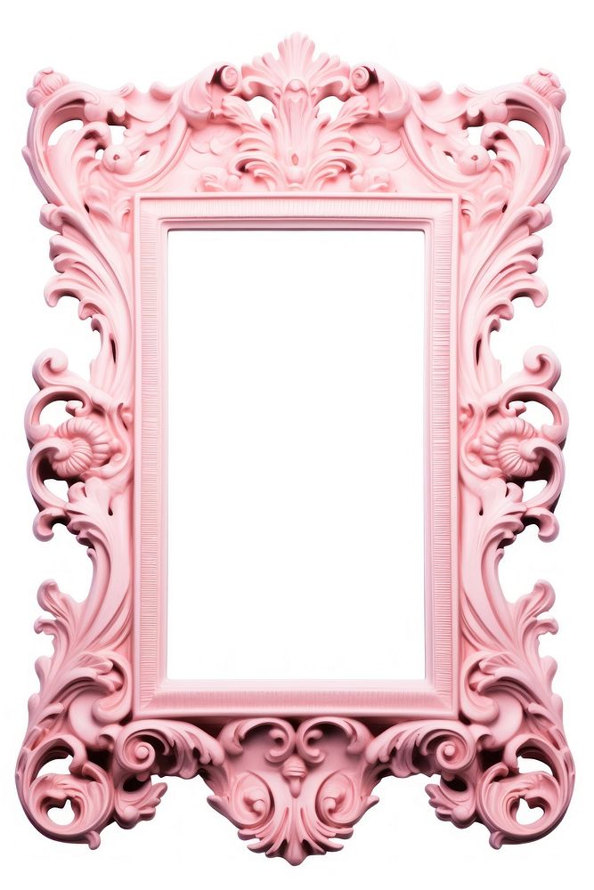 Pale pink Renaissance frame vintage rectangle white background architecture.