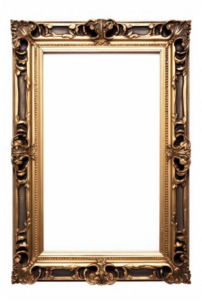Rombus Renaissance frame vintage rectangle mirror white background.