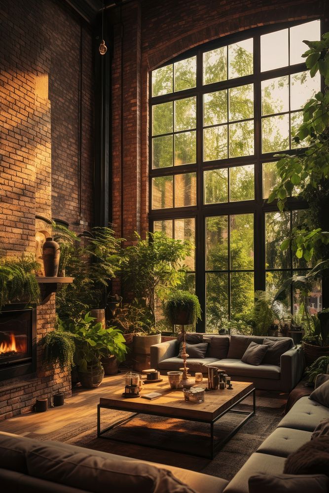 Living room plant architecture furniture.