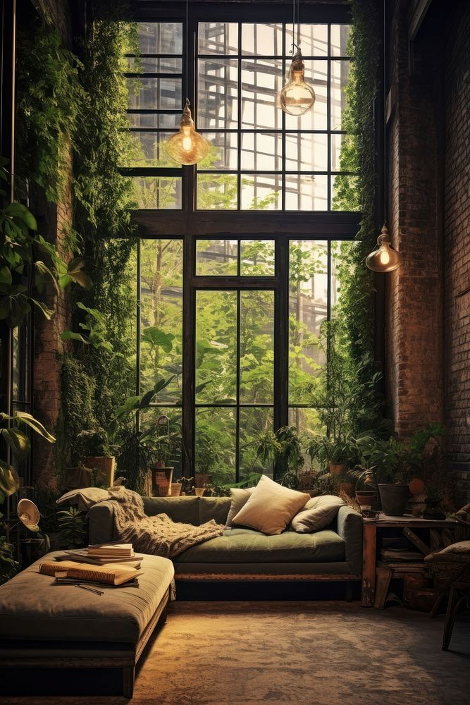 Living room plant architecture furniture.