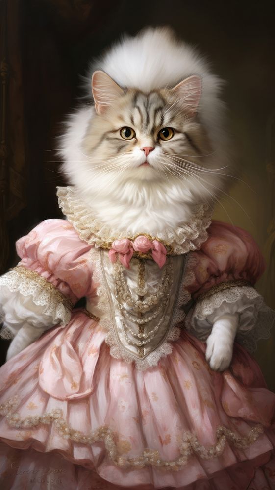 Cat costumes wearing rococo painting wallpaper animal portrait mammal.