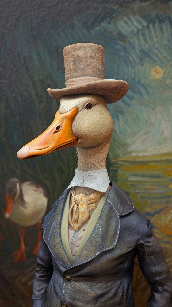 Painting animal portrait goose.