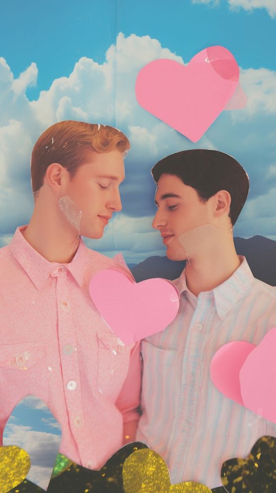 Hearts with lgbtq couple portrait togetherness photography.