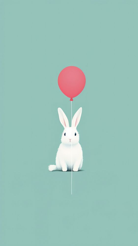 Litograph minimal rabbit and easter egg balloon animal mammal.