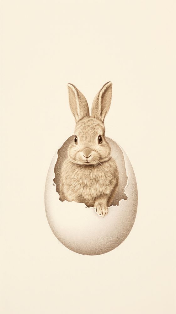 Litograph minimal rabbit in easter egg animal rodent mammal.