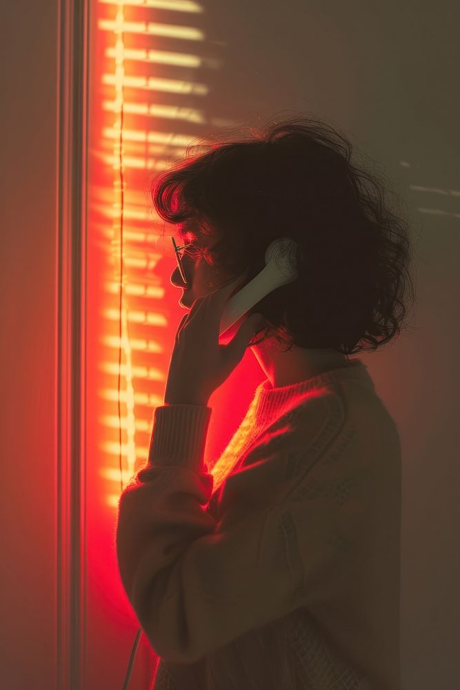 A person recieving telephone call adult light architecture.
