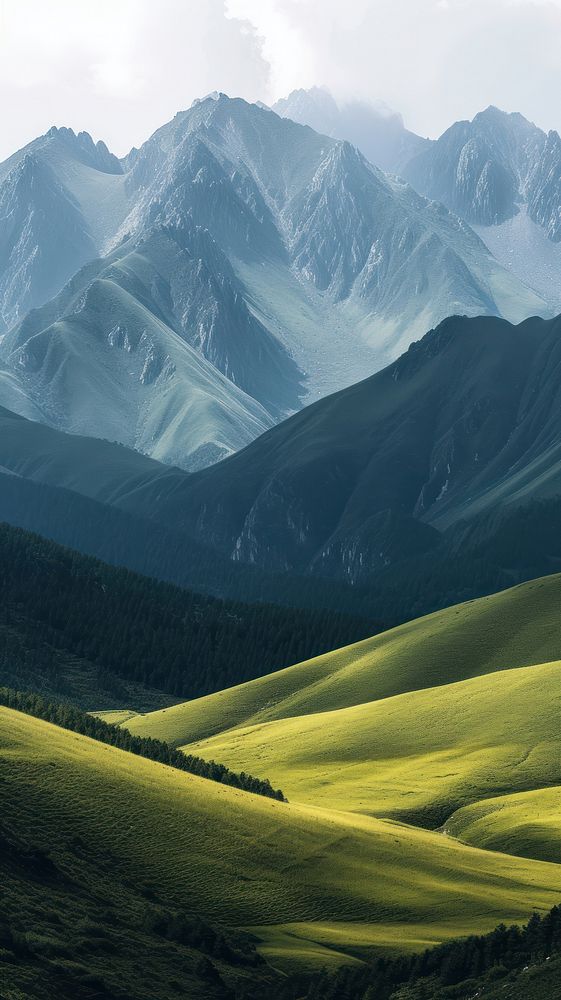 Mountains with field landscape outdoors nature.