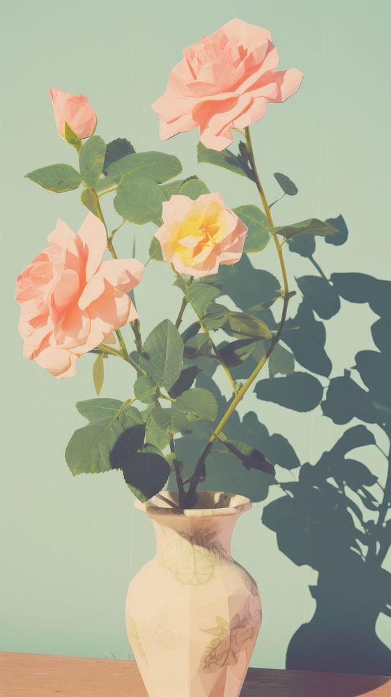 Rose in vase art flower plant.