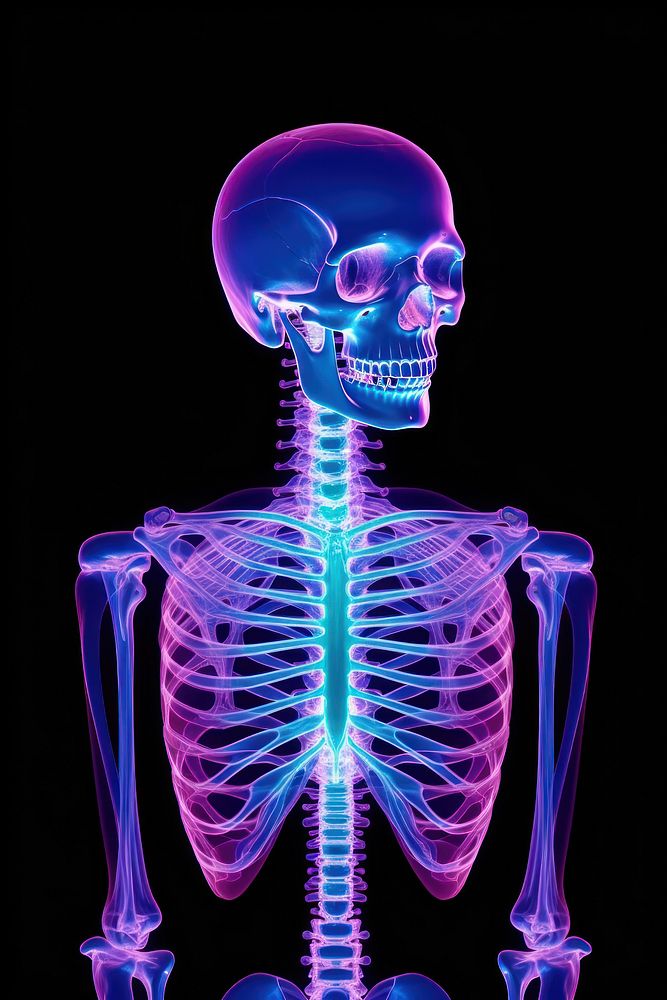 Skeleton blue radiography tomography.