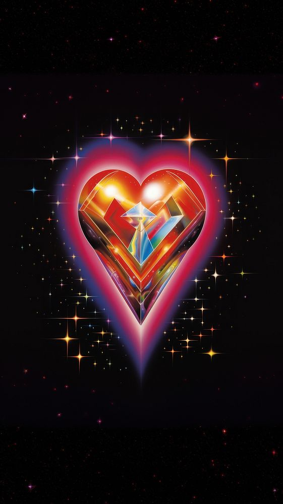 Heart star illuminated futuristic.