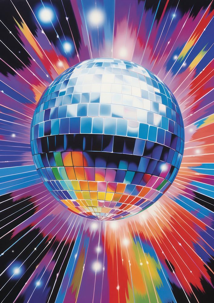 Disco ball sphere night art.