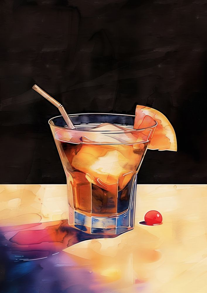 A fancy cocktail drink fruit glass.