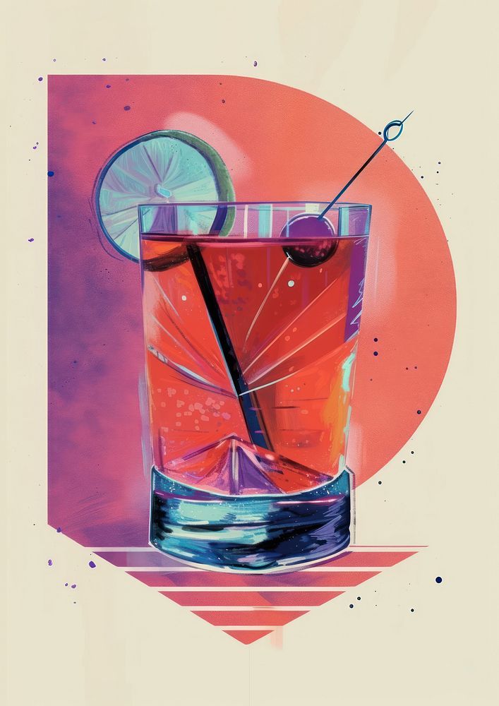 A fancy cocktail drink glass refreshment.