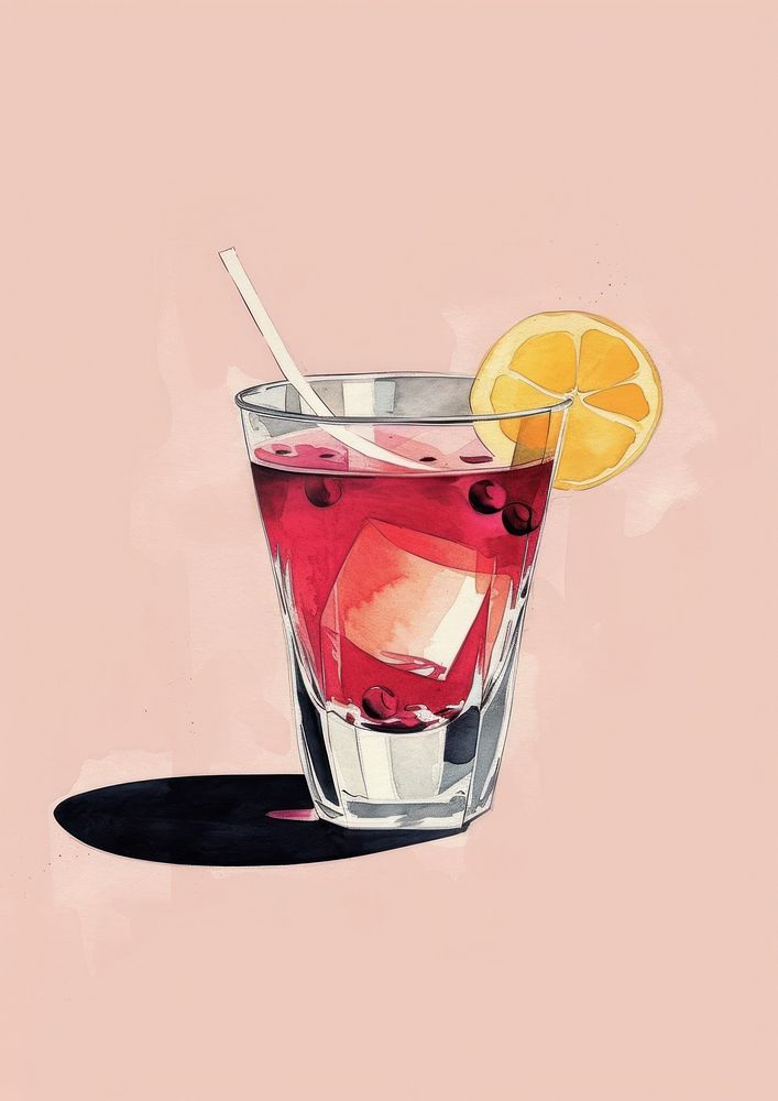 A fancy cocktail drink fruit glass.