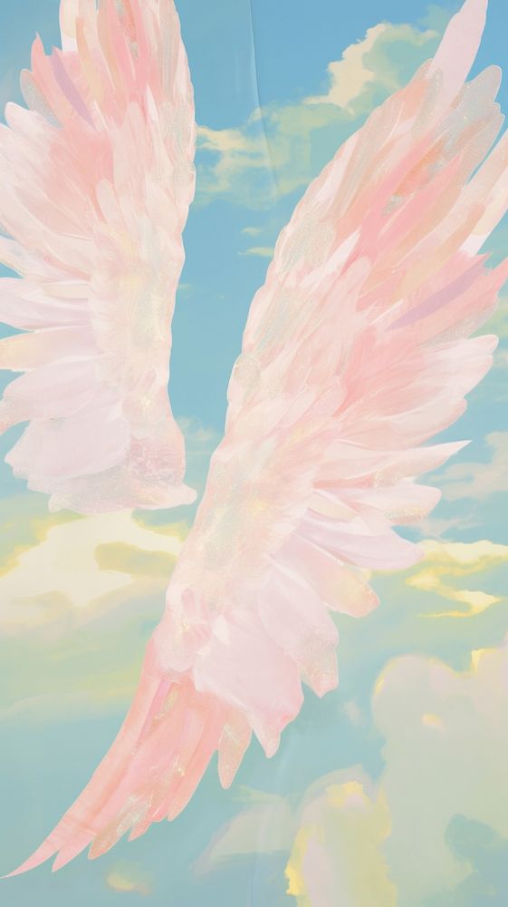 Angel wings painting flying bird.