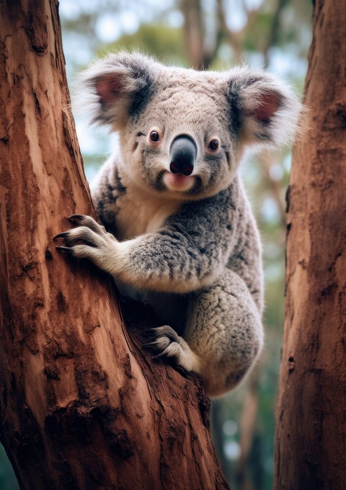 A koala on the tree in the middle of the forest animal wildlife mammal.