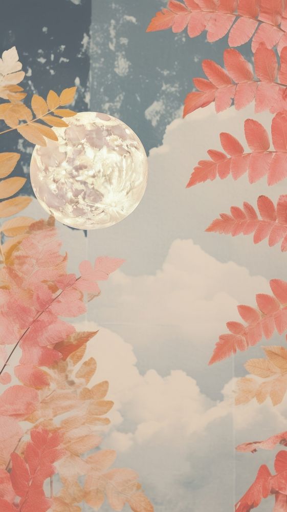 Autumn leaves moon outdoors painting.