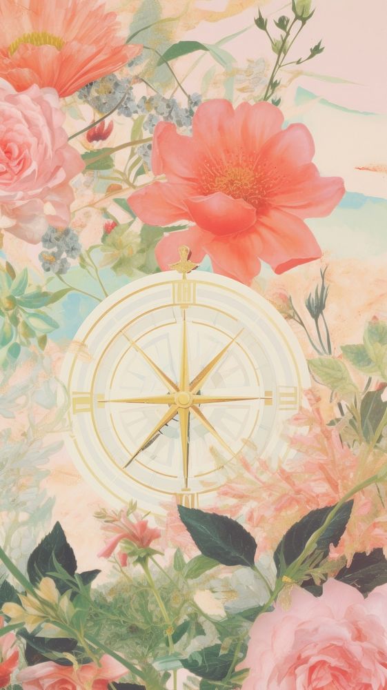 Compass painting flower plant.