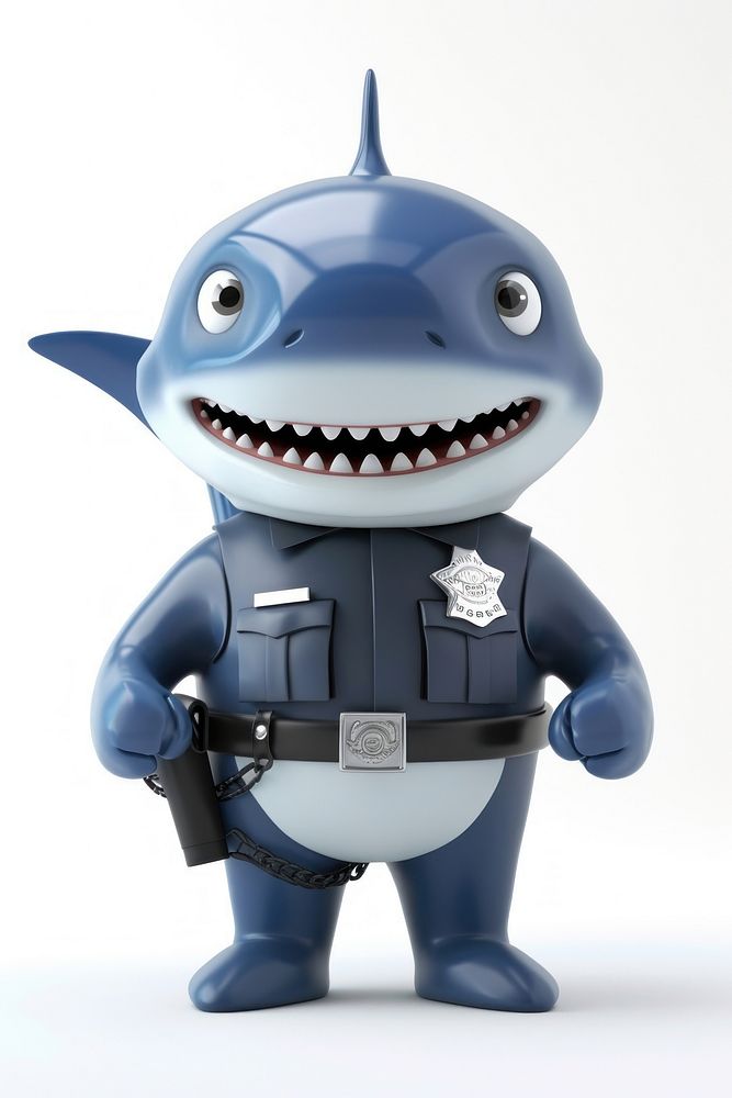 Shark police officer human toy representation.