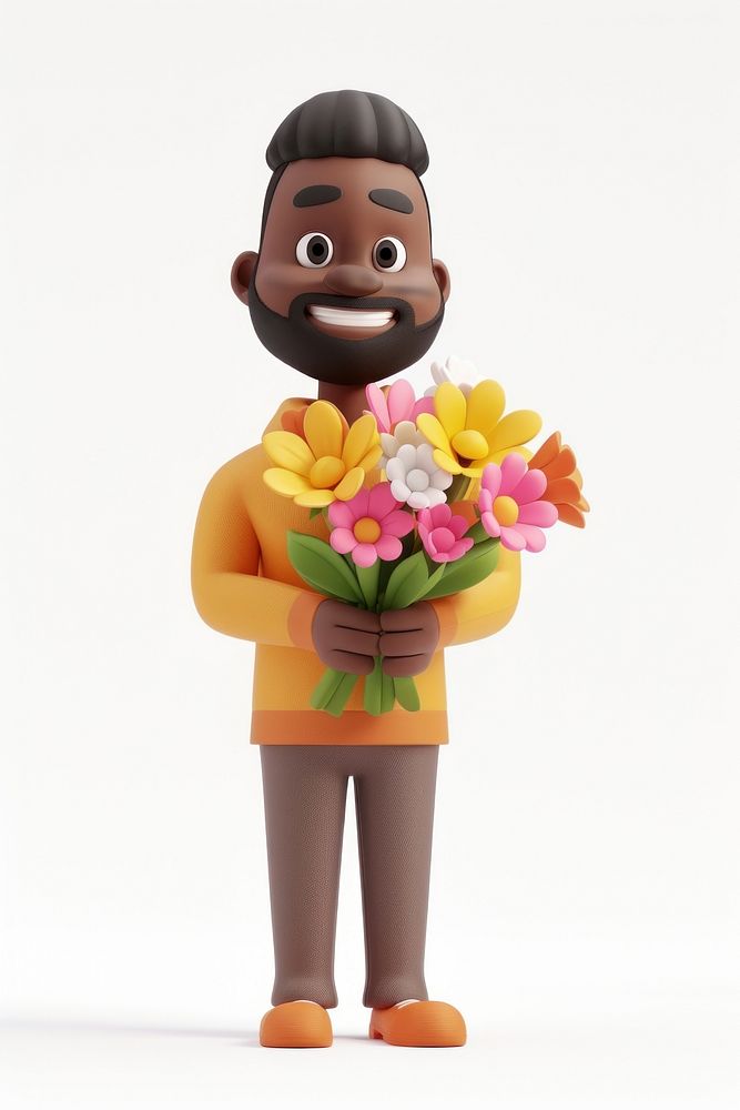 Black male flower owner shop figurine plant human.